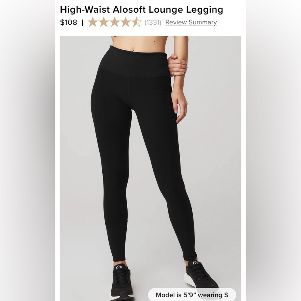 Worn once! Black alo high waisted leggings with ribbing detail